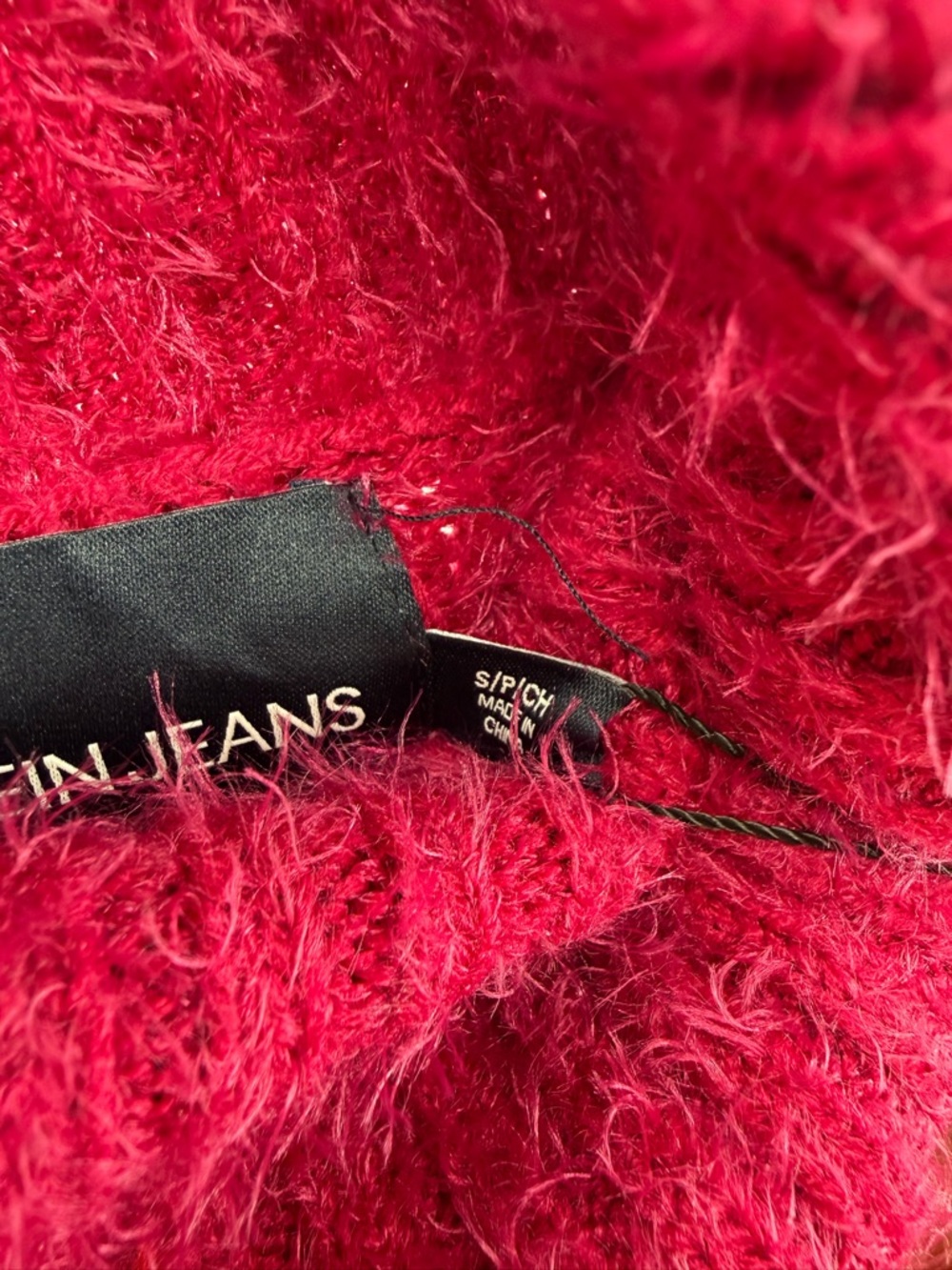 Calvin Klein Jeans Fuzzy Turtleneck Sweater Pink Women’s Size M and S Soft Knit - Picture 5 of 8